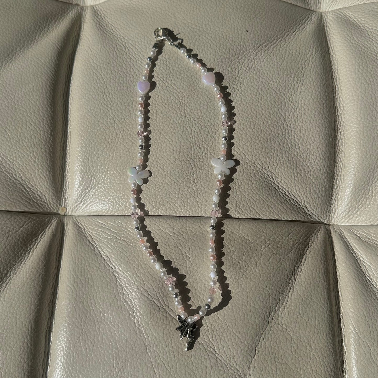 Pink and pearl fairy Necklace