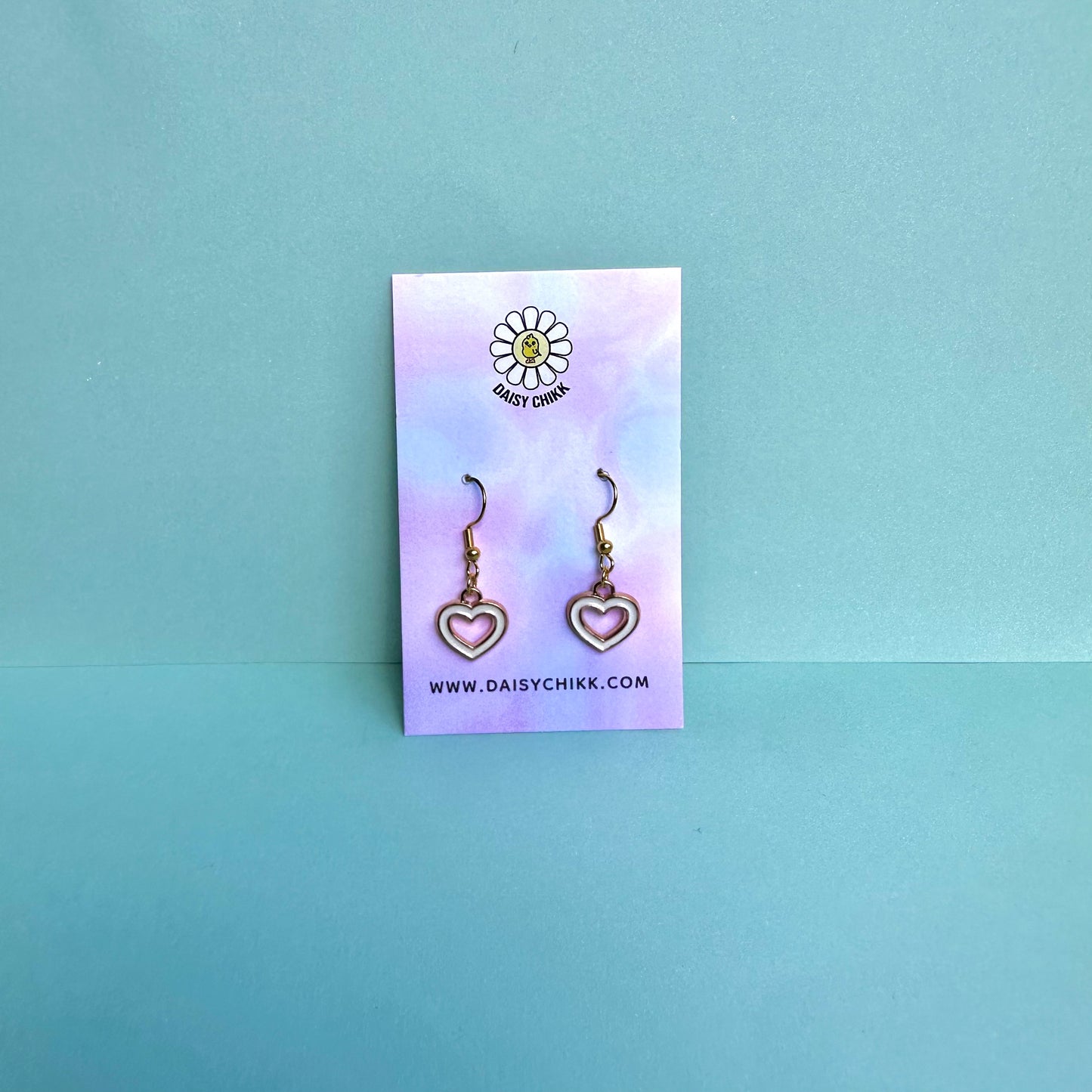White Heart Earrings