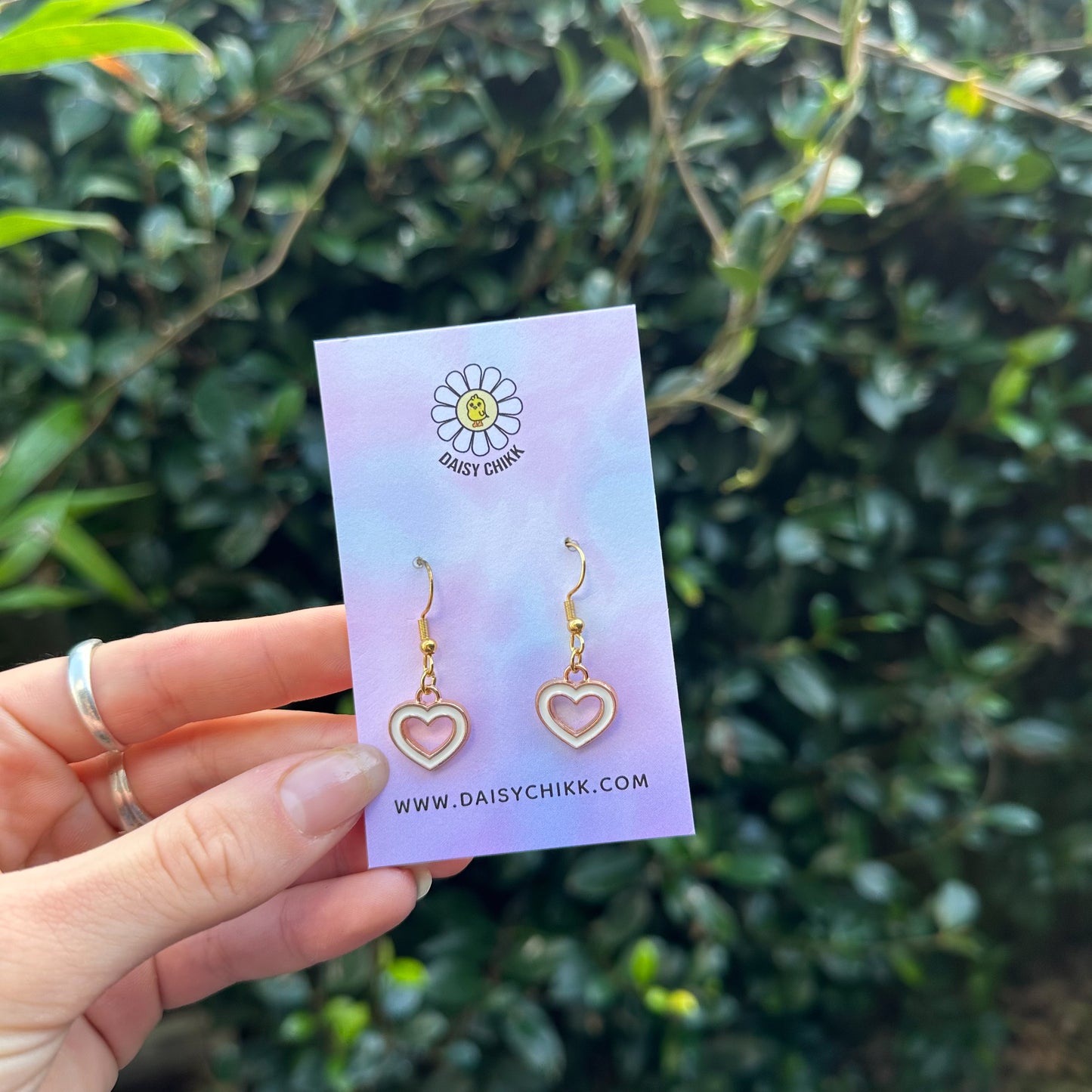 White Heart Earrings