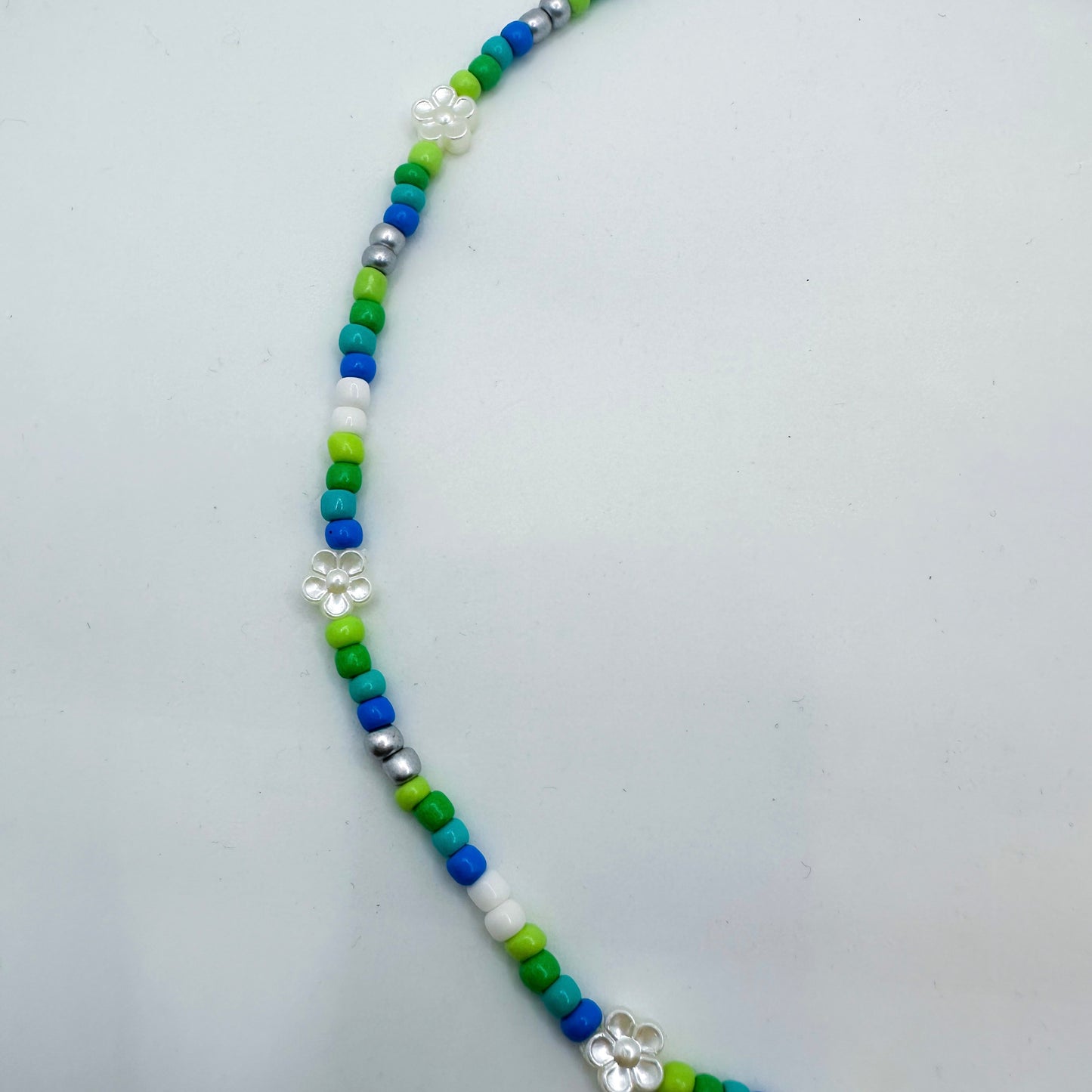 Blue & Green Flower Pearl Necklace