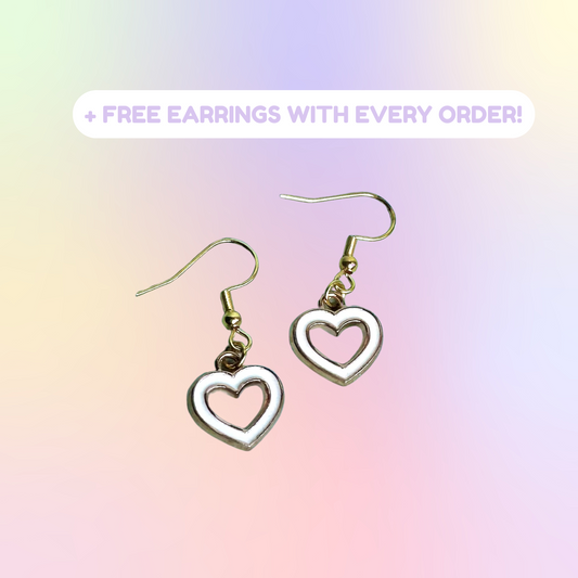 White Heart Earrings