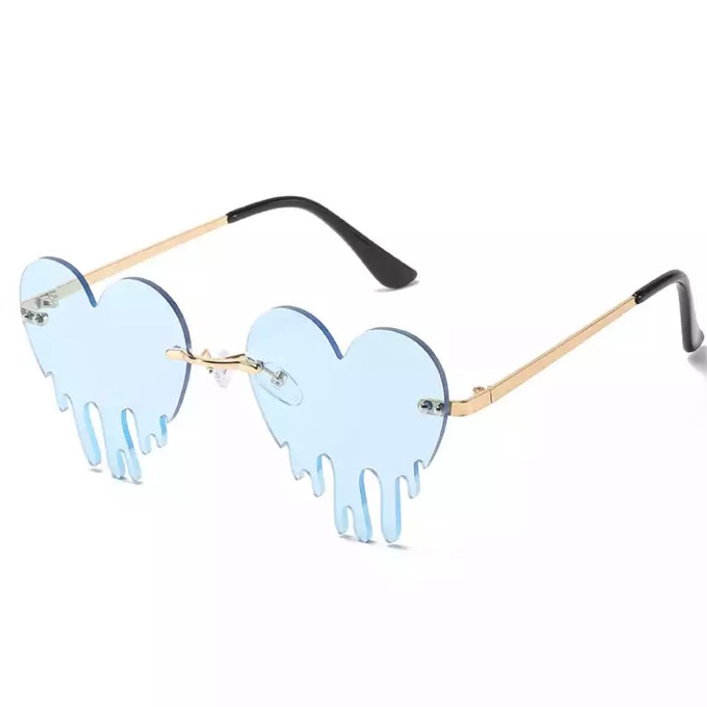 Heart Drip Glasses Light Blue