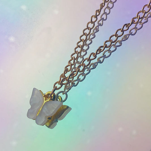 White Butterfly Necklace