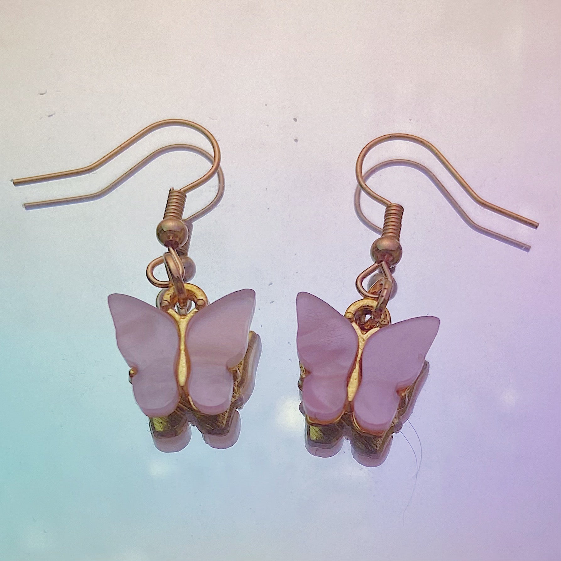 Pink shop butterfly earrings