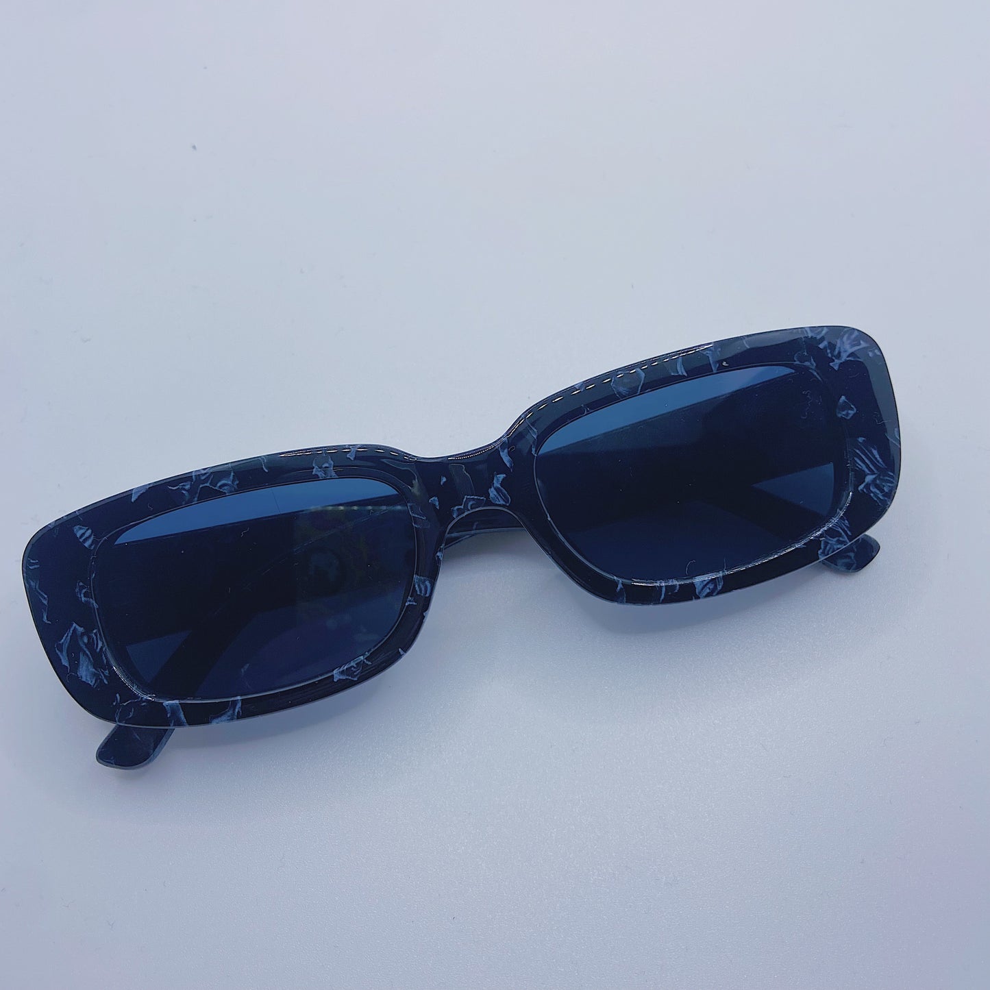 Black Marble Retro Square Glasses