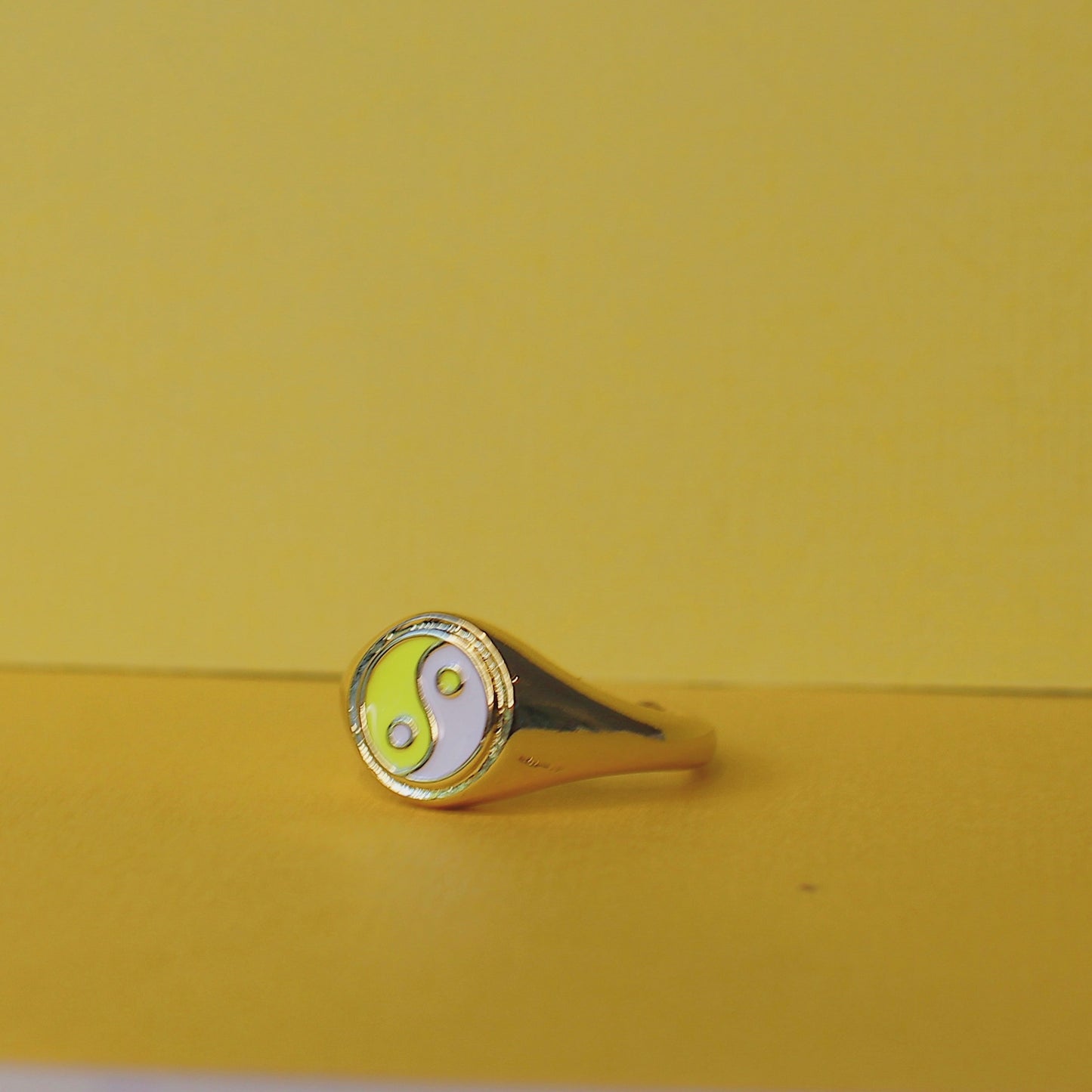 Yellow Yin Yang Enamel Ring