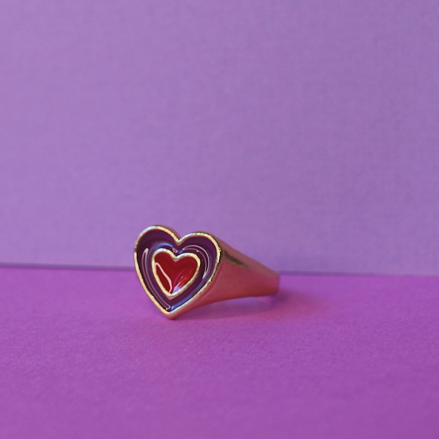 Pink/Purple Heart Enamel Ring
