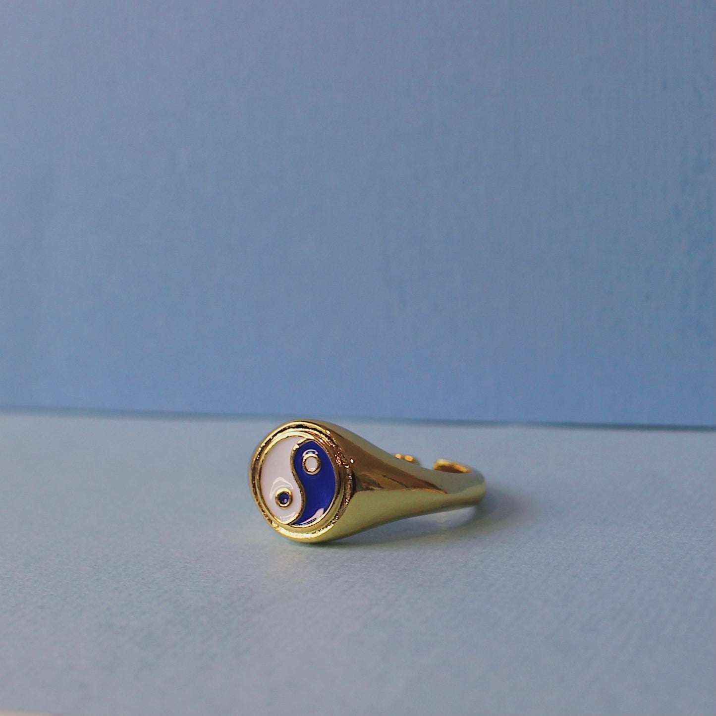 Navy Ying Yang Enamel Ring
