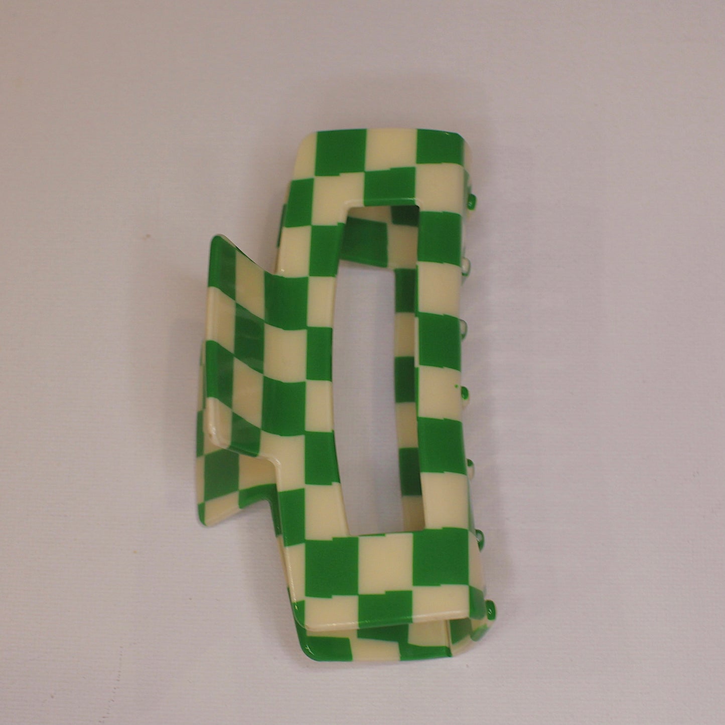 Green Checkered Hair Claw