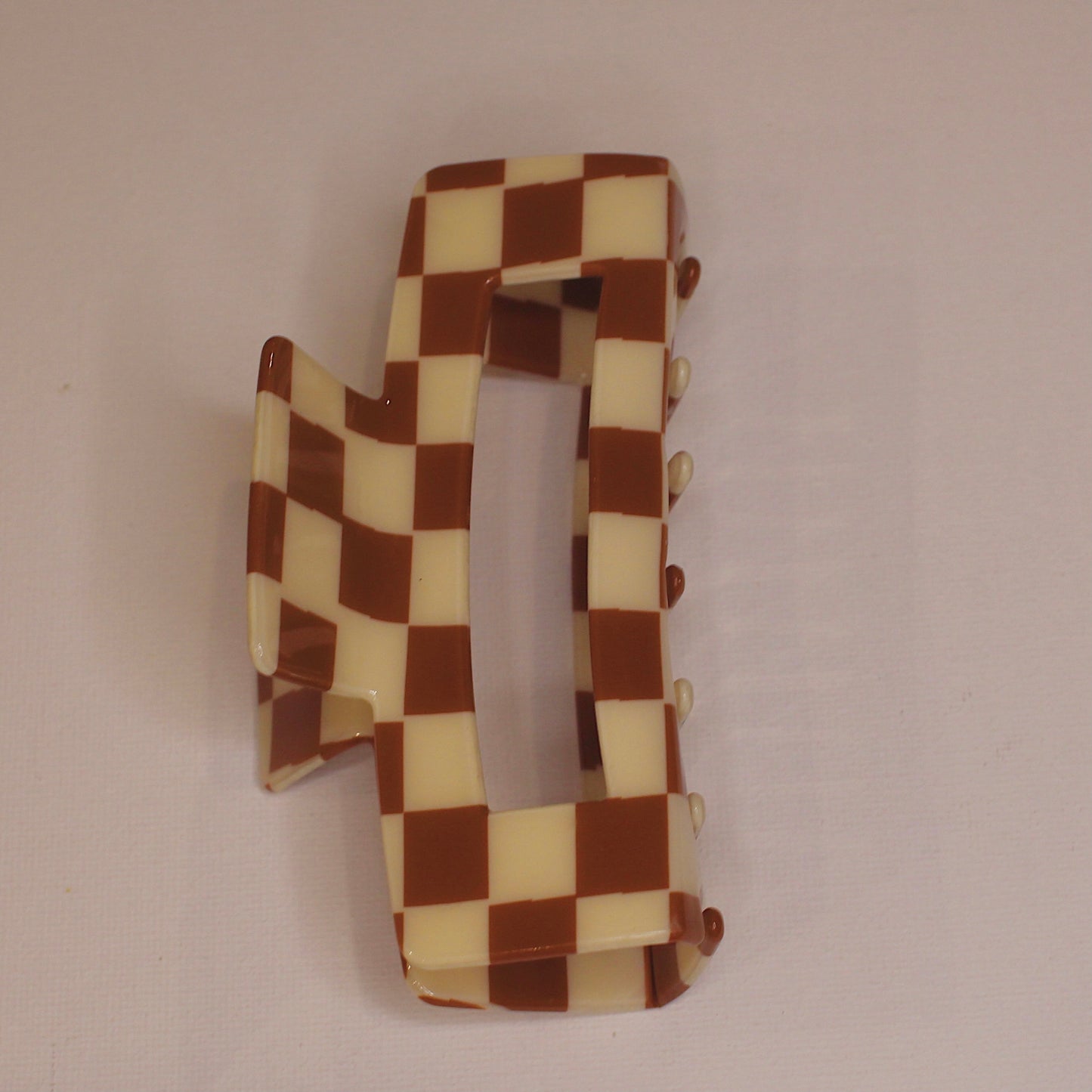 Brown Checkered Hair Claw