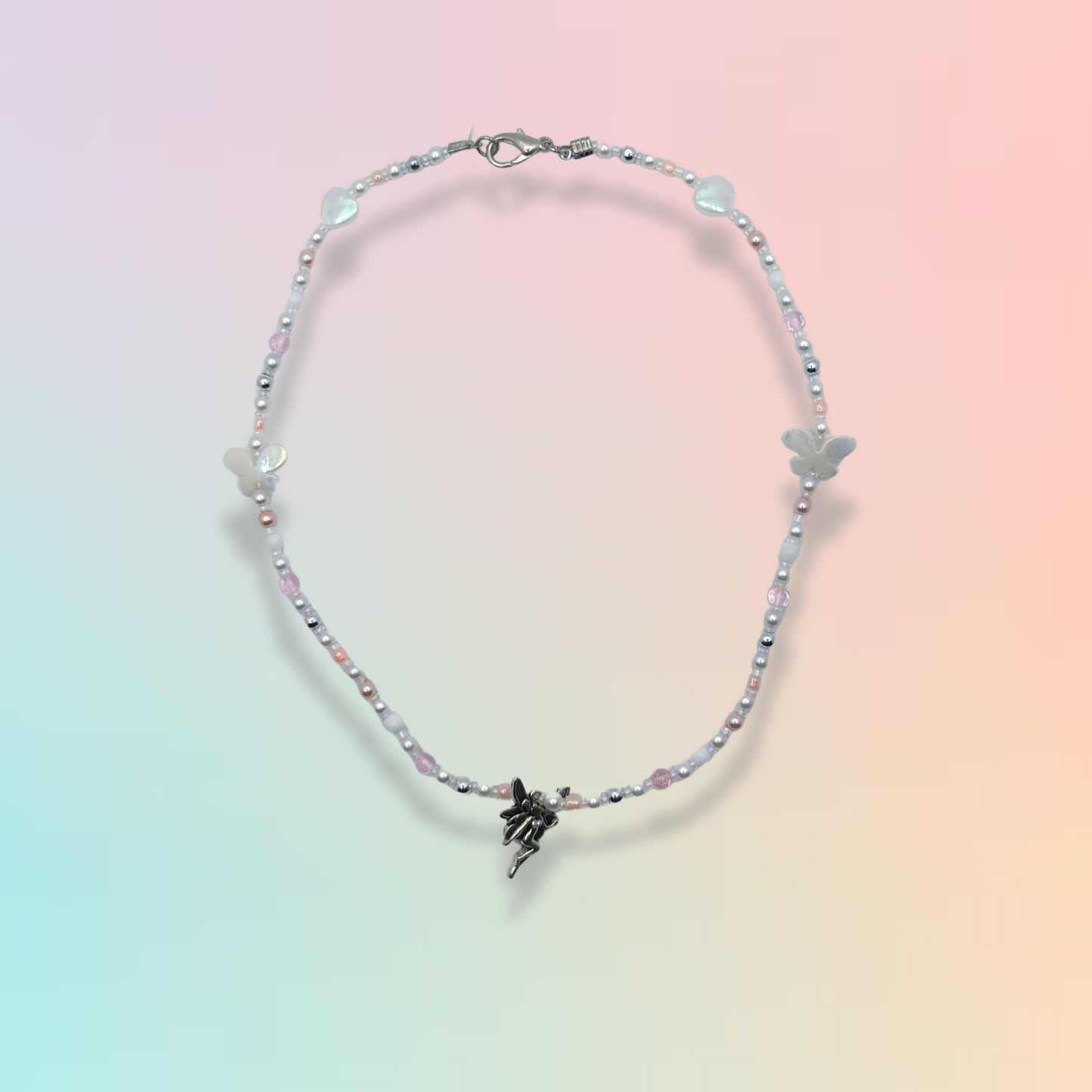 Pink and pearl fairy Necklace