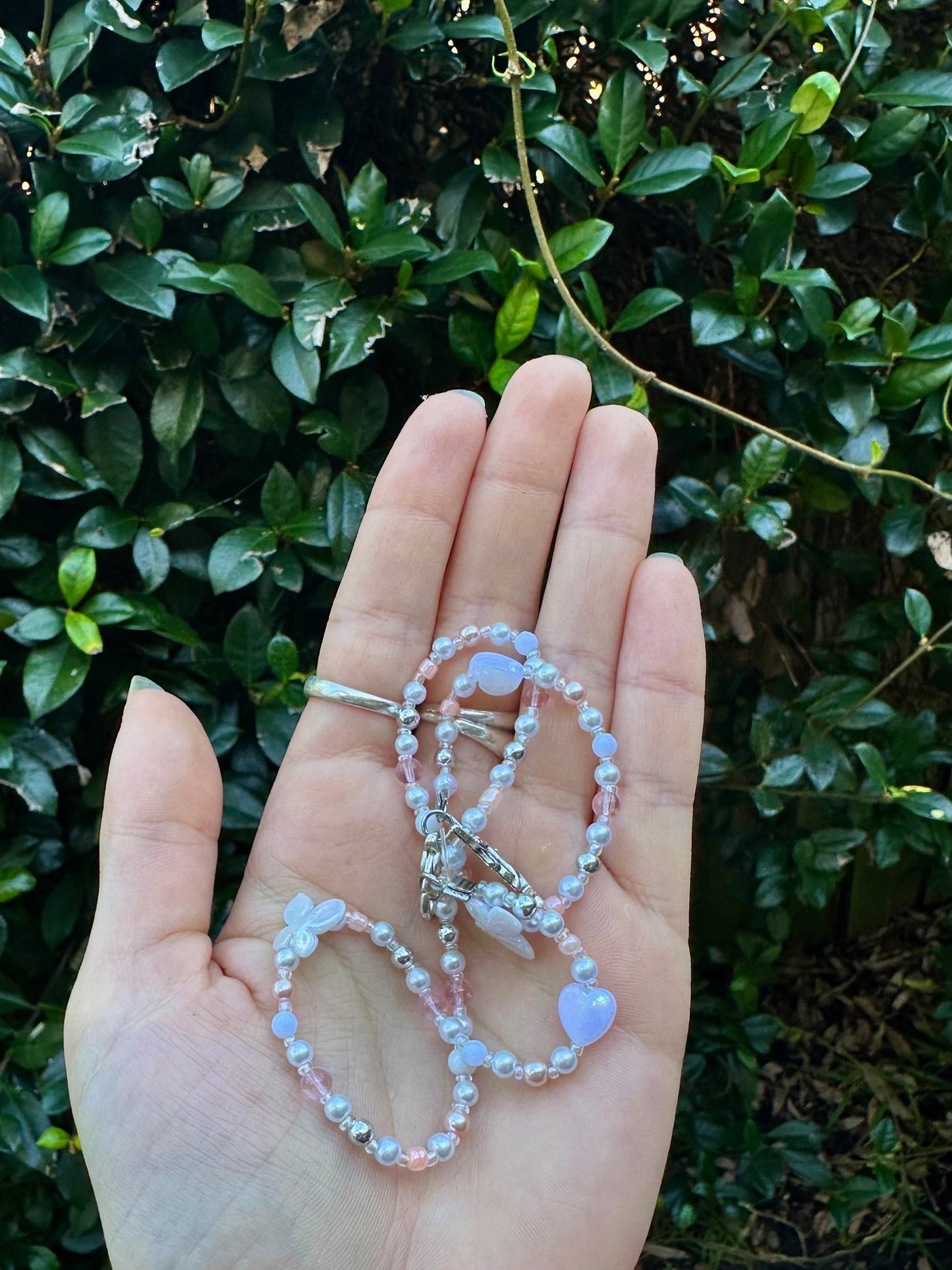 Pink and pearl fairy Necklace