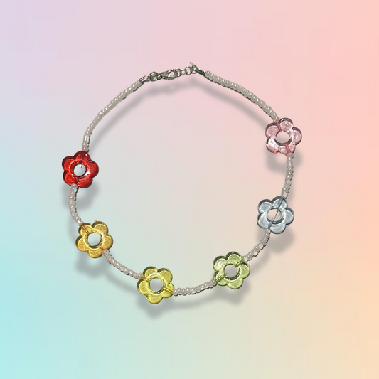 Pastel Rainbow Daisy Necklace