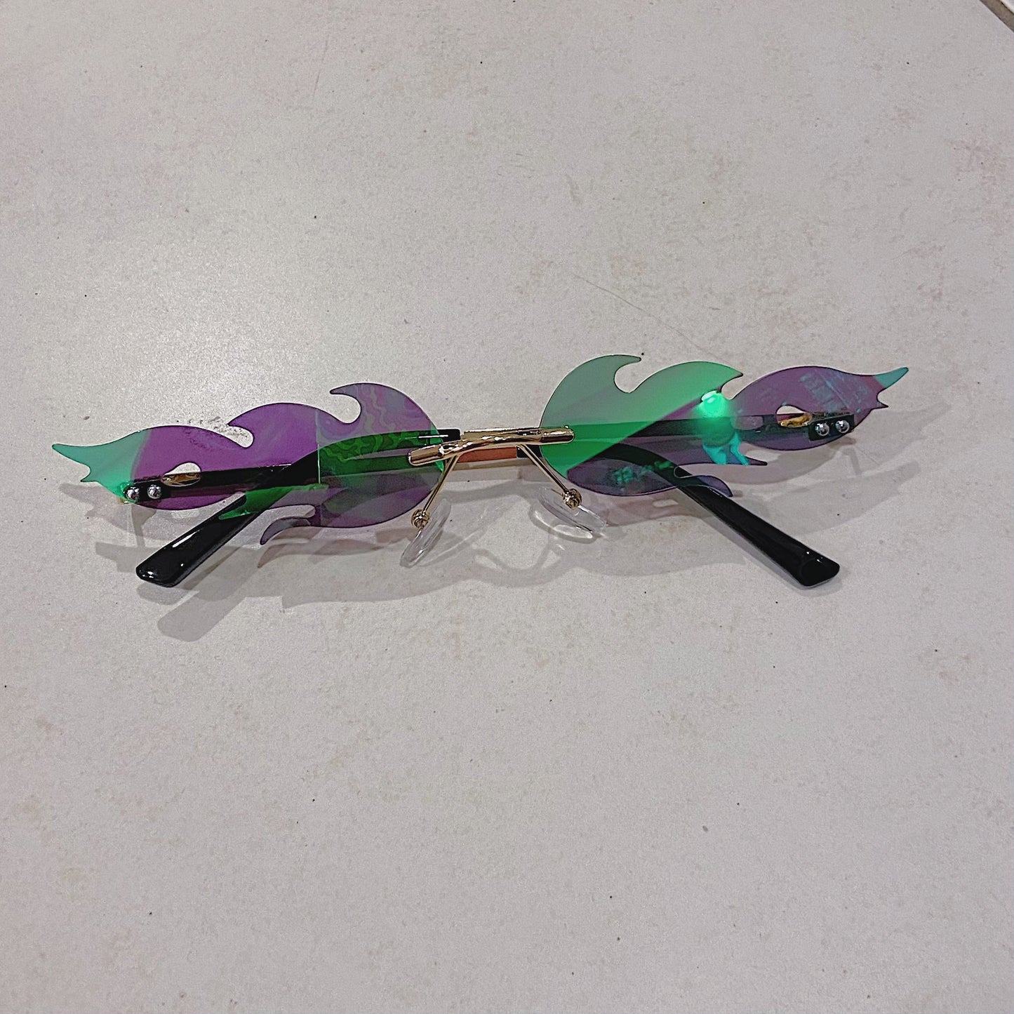 Purple/Green Flame Glasses