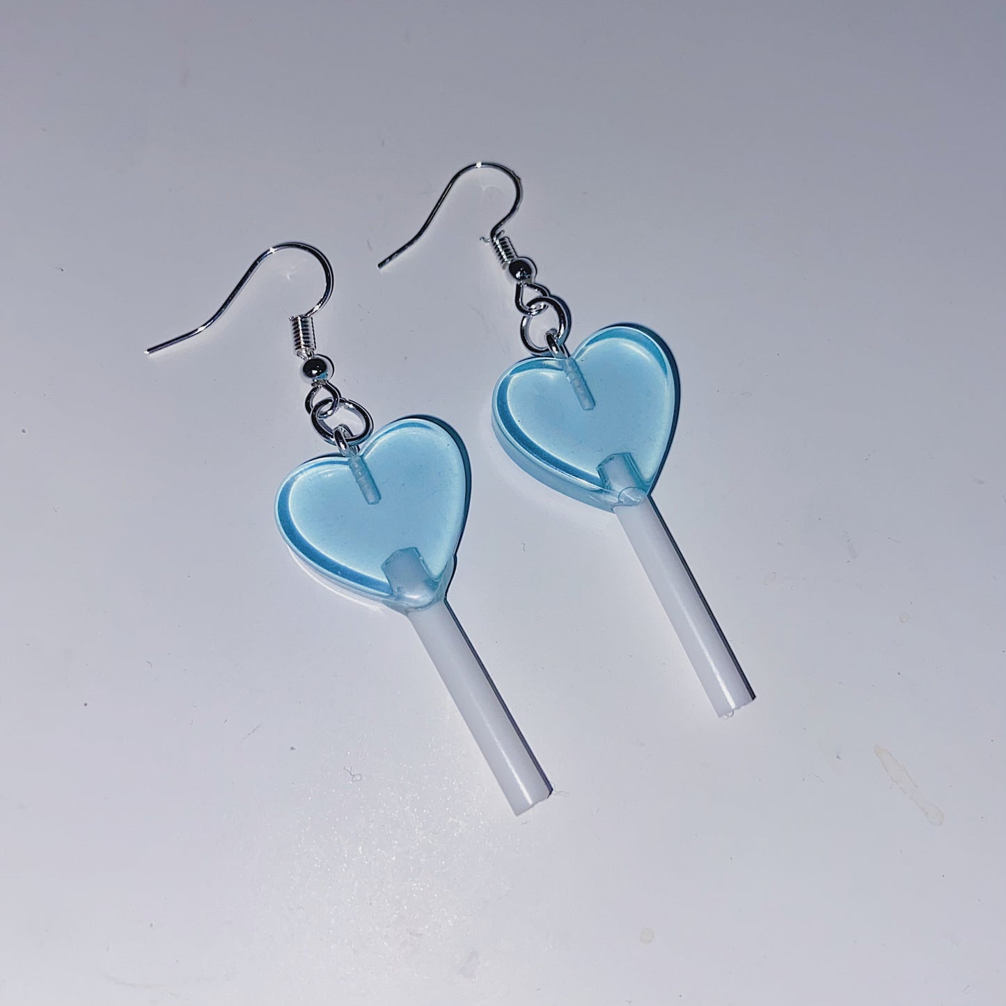 Blue Lollipop Heart Earrings