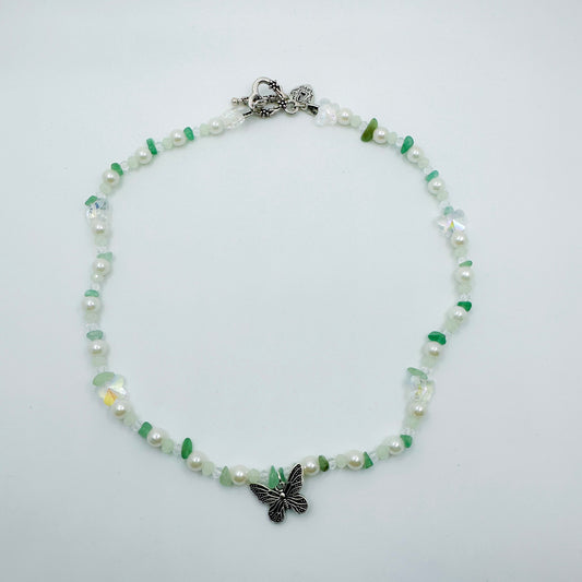 Aventurine butterfly Beaded Necklace
