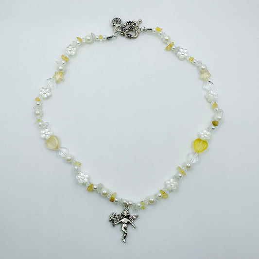 Fairy Clear quartz & Citrine Beaded Necklace