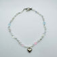 Heart charm crystal Beaded Necklace