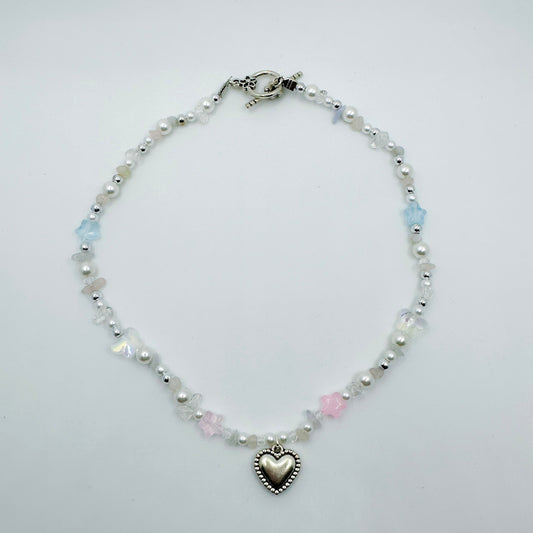 Heart charm crystal Beaded Necklace