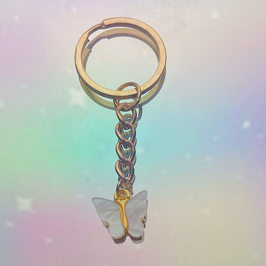 White Butterfly Keychain