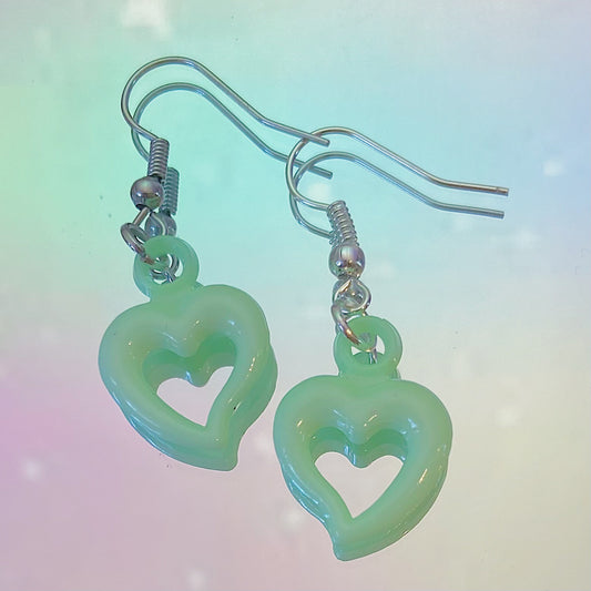 Green Heart Earrings