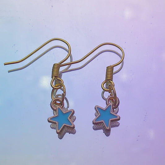 Blue Star Dangle Earrings