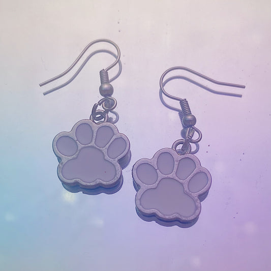 White Paw Earrings