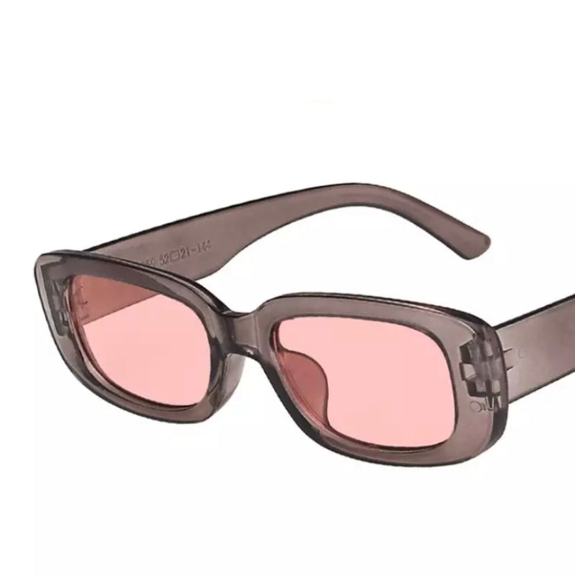 Black/Pink Retro Square Glasses