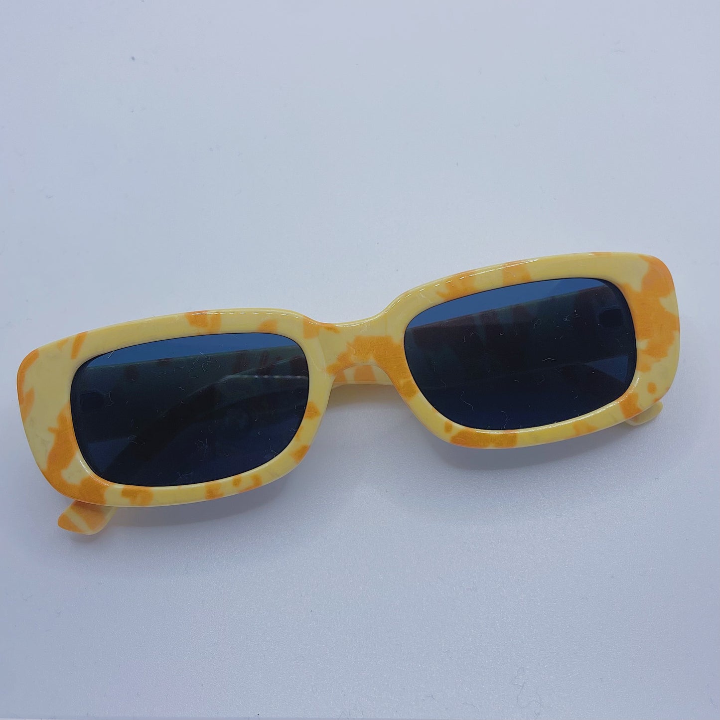 Orange Marble Retro Square Glasses
