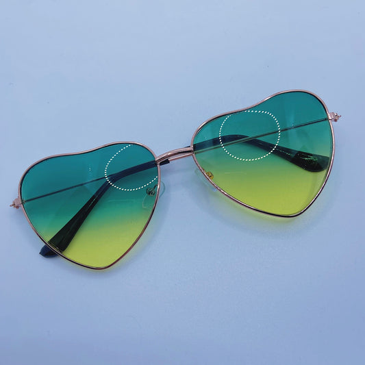 Teal/Yellow Gradient Heart Glasses