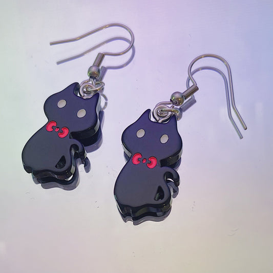 Black Bow Tie Cat Earrings