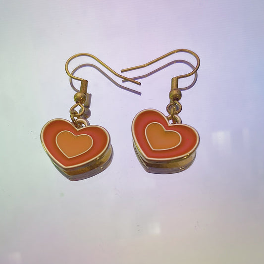 Orange Heart Earrings