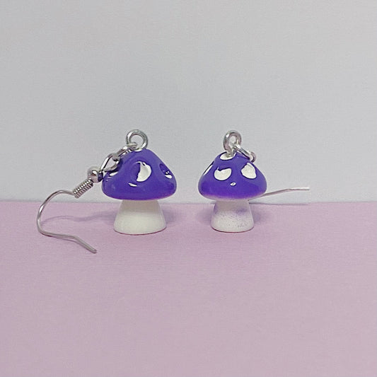 Purple Mushroom Earrings