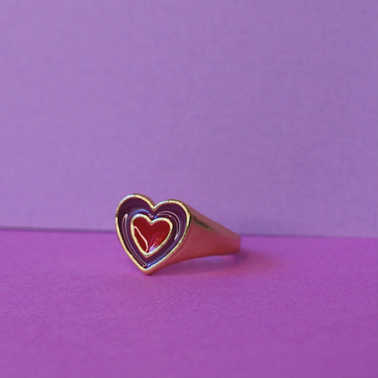 Pink/Purple Heart Enamel Ring