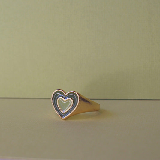 Green Heart Enamel Ring