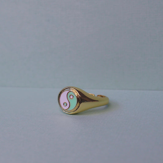 Turquoise Yin Yang Enamel Ring
