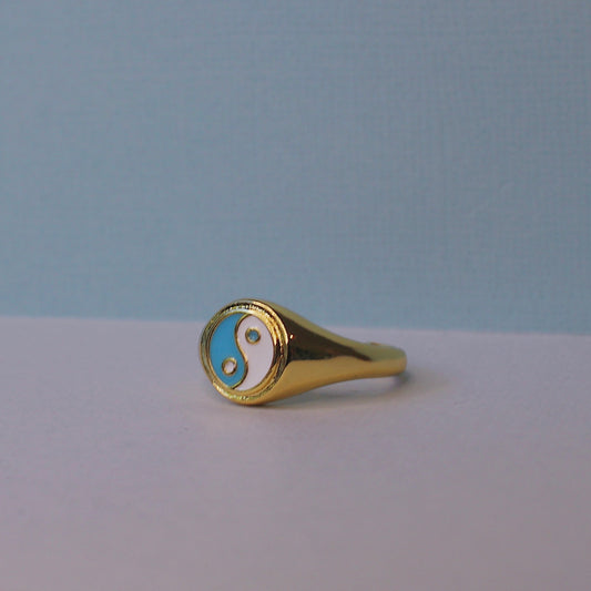 Blue Yin Yang Enamel Ring