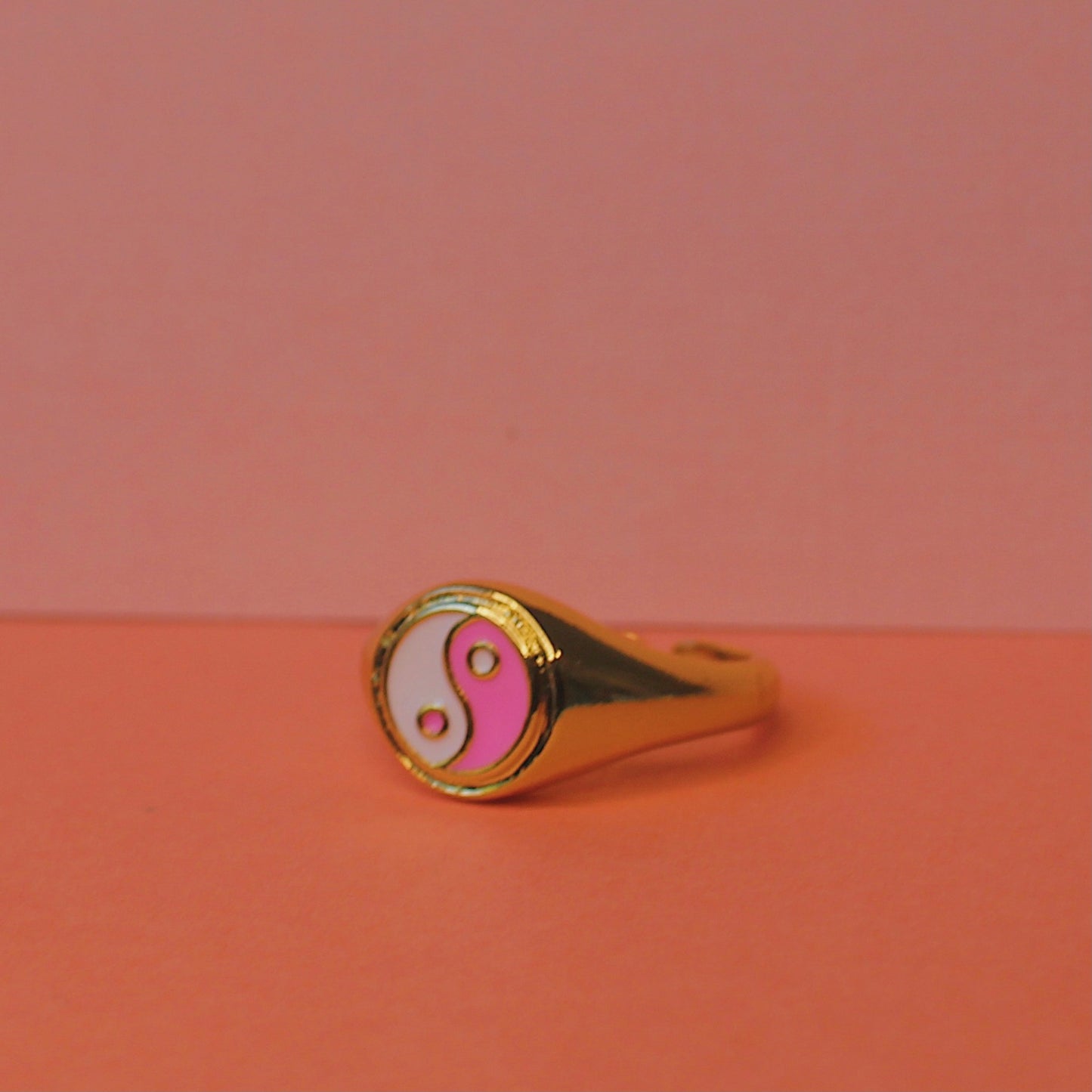 Pink Yin Yang Enamel Ring