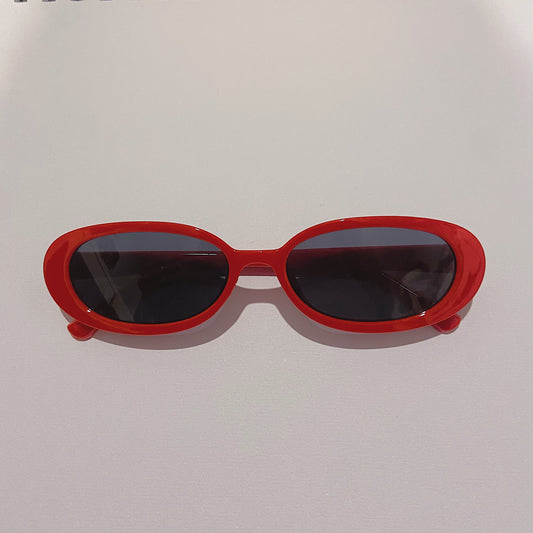 Red Retro Oval Glasses