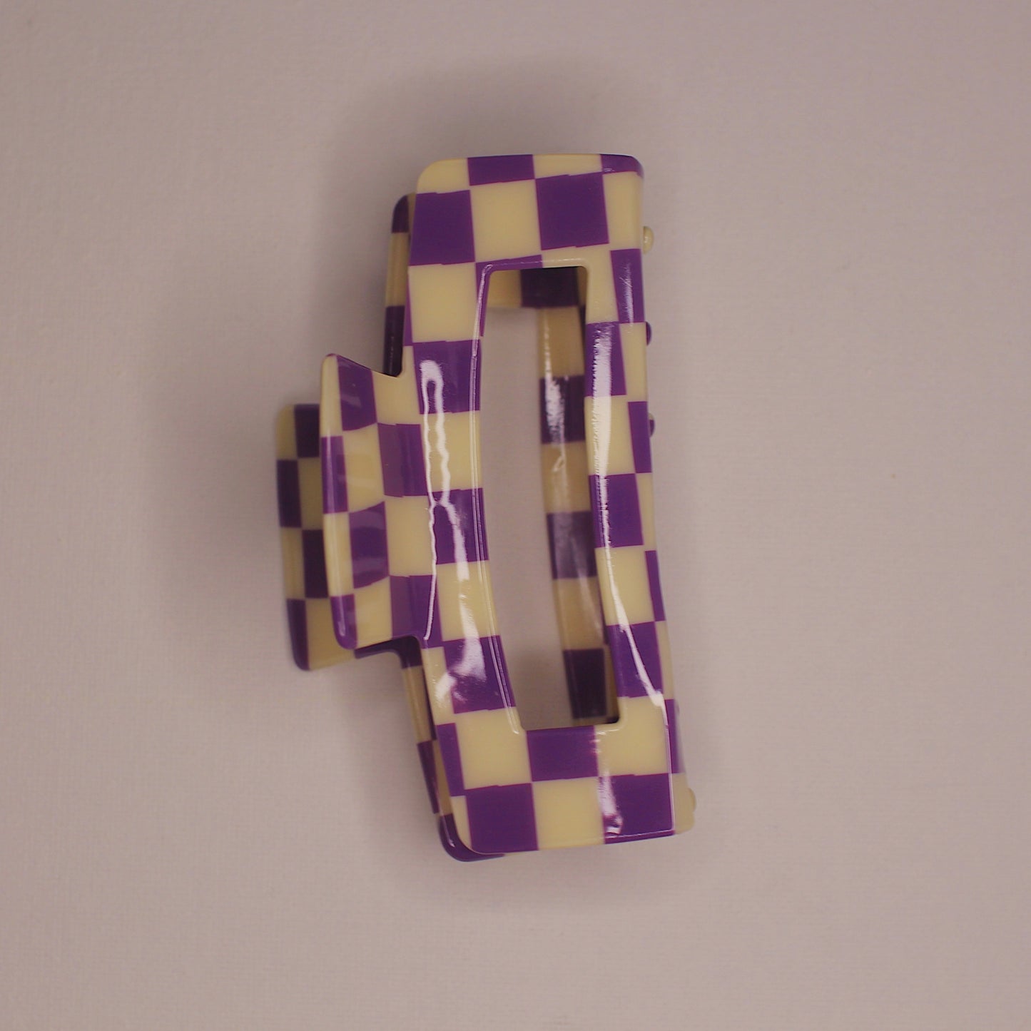 Purple Checkered Hair Claw
