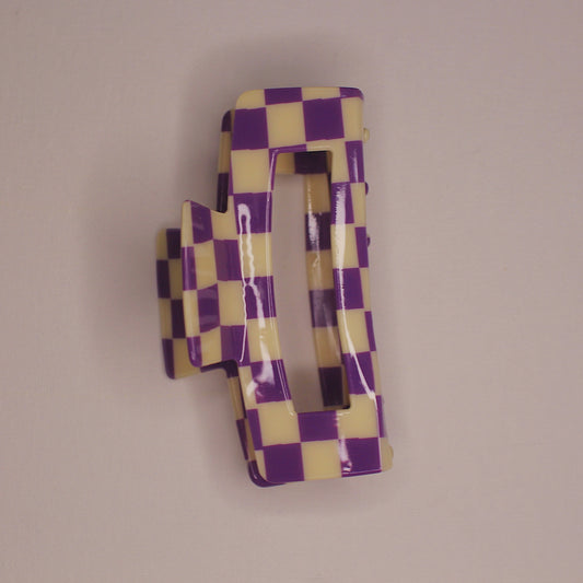 Purple Checkered Hair Claw
