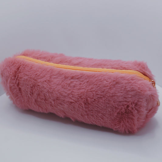 Pink Furry Pencil Case