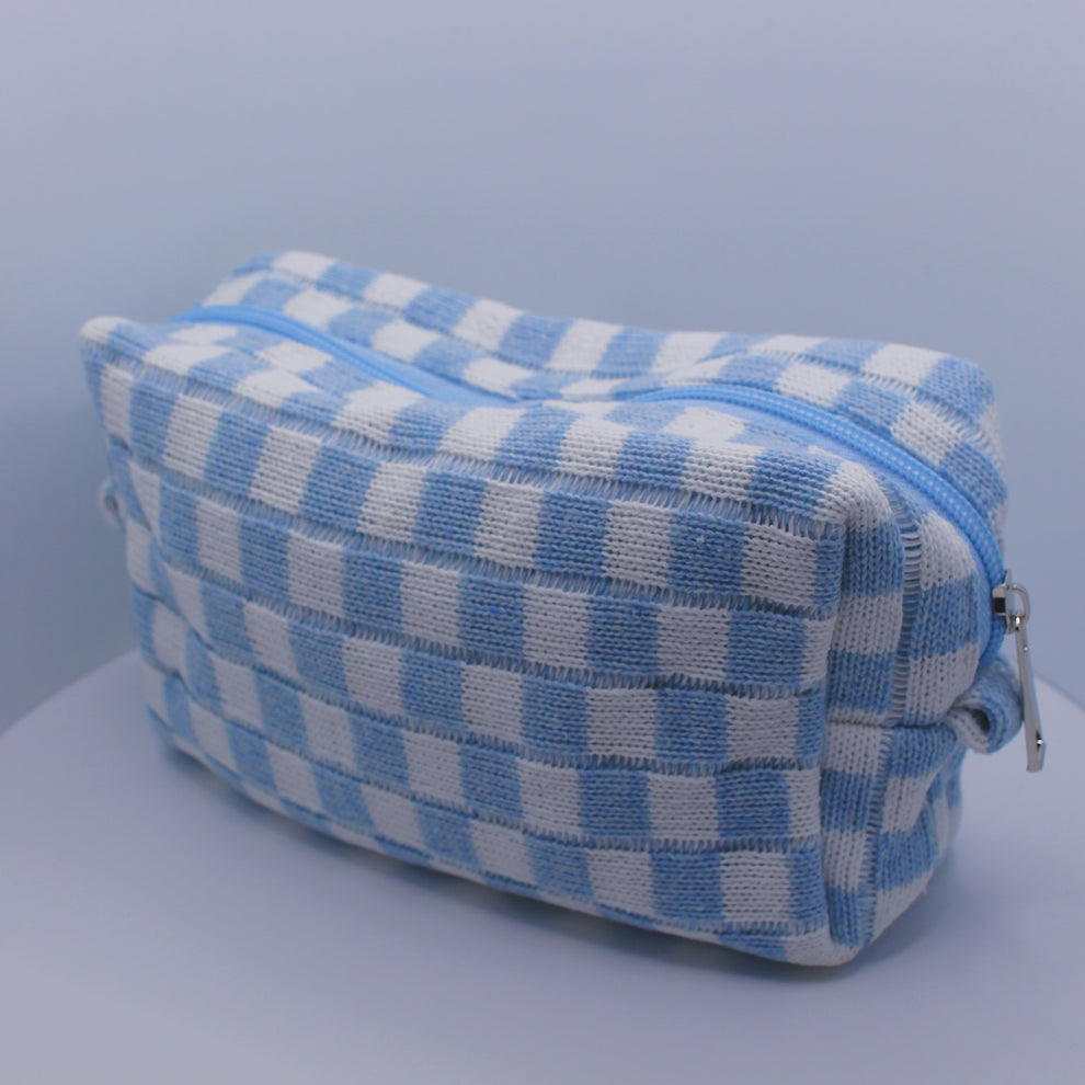 Blue Checkered Pouch – Daisy Chikk