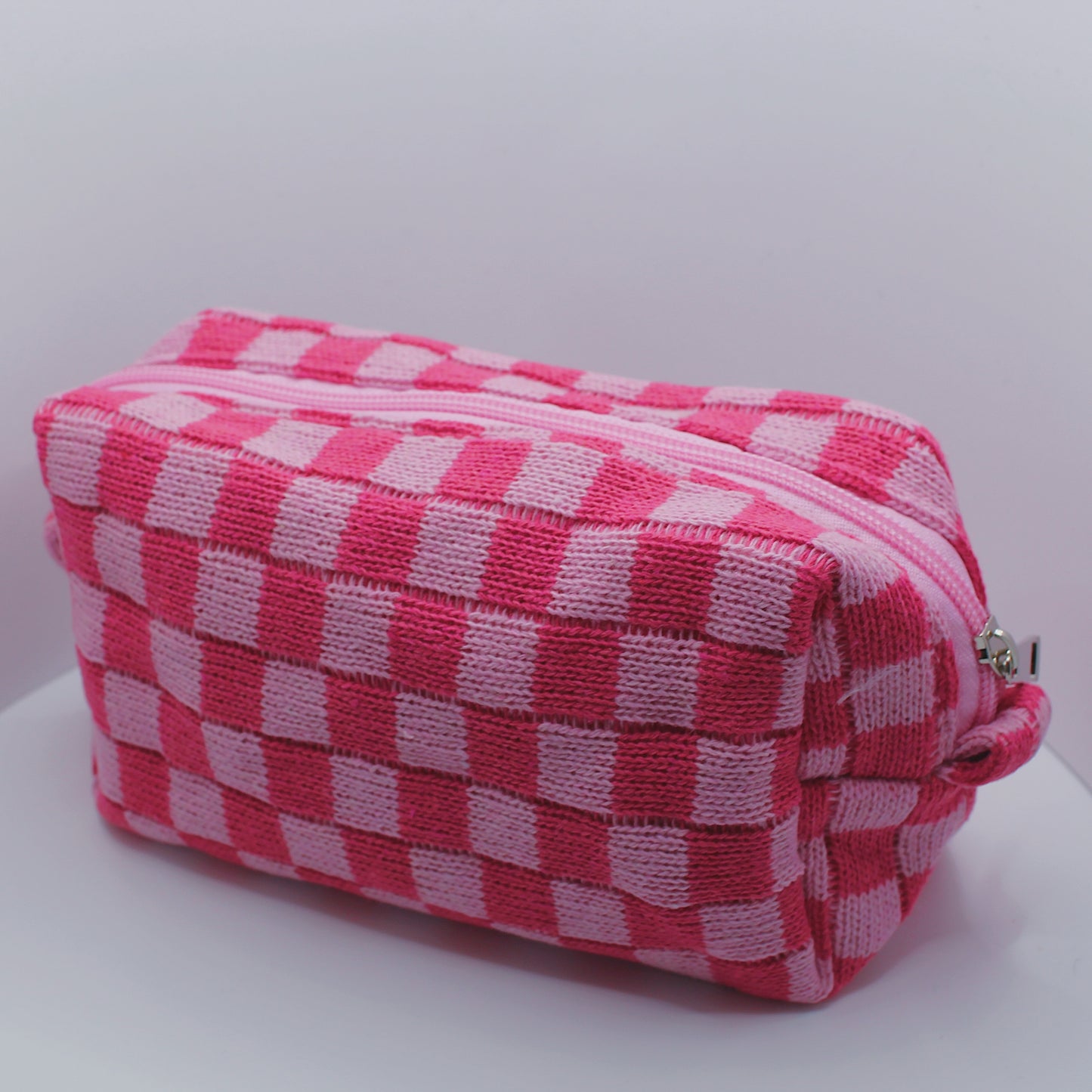 Pink Checkered Pouch