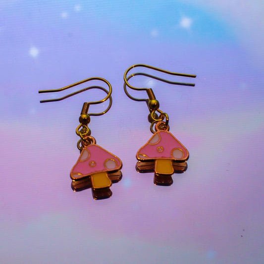 Pink Mushroom Earrings