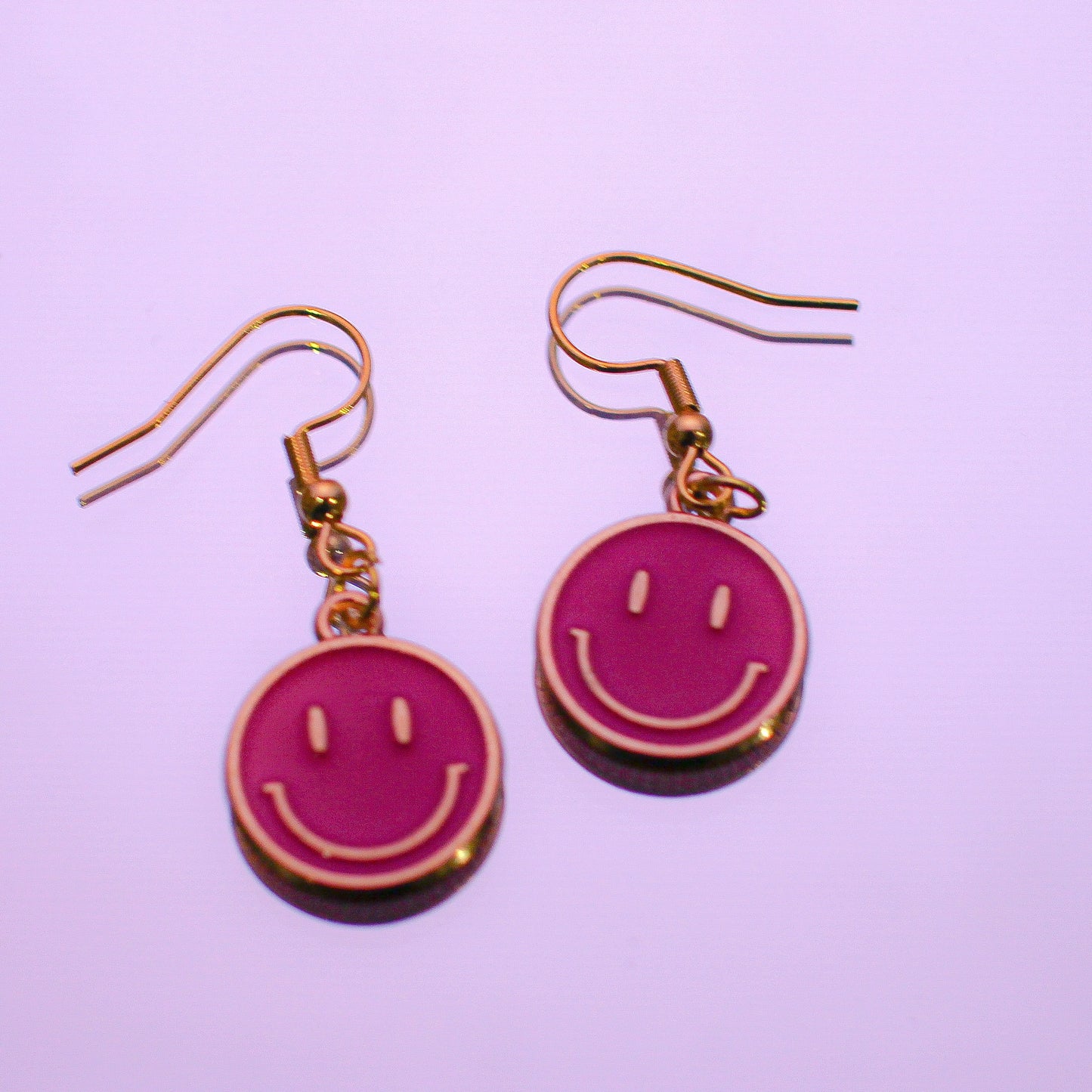 Hot Pink Smiley Earrings