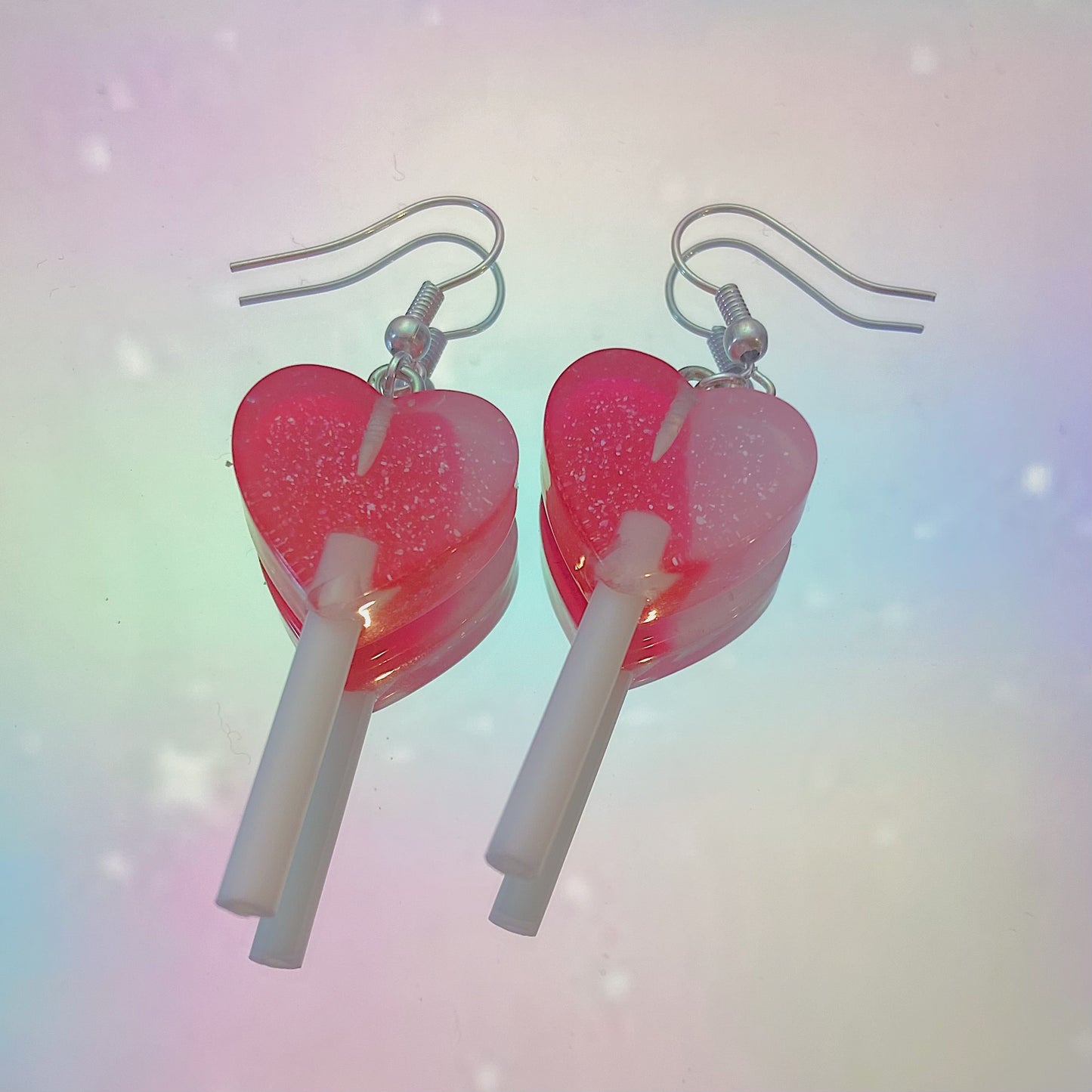 Pink/Red Lollipop Heart Earrings