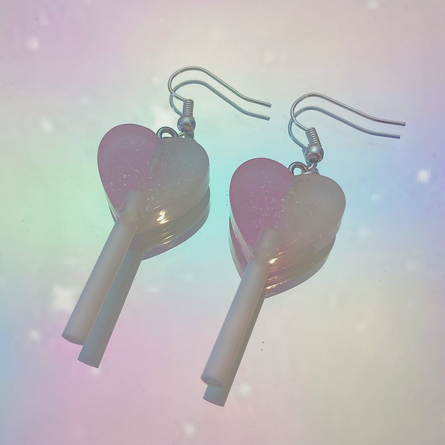 Pink/White Lollipop Heart Earrings