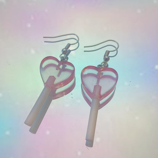 Pink Lollipop Heart Earrings