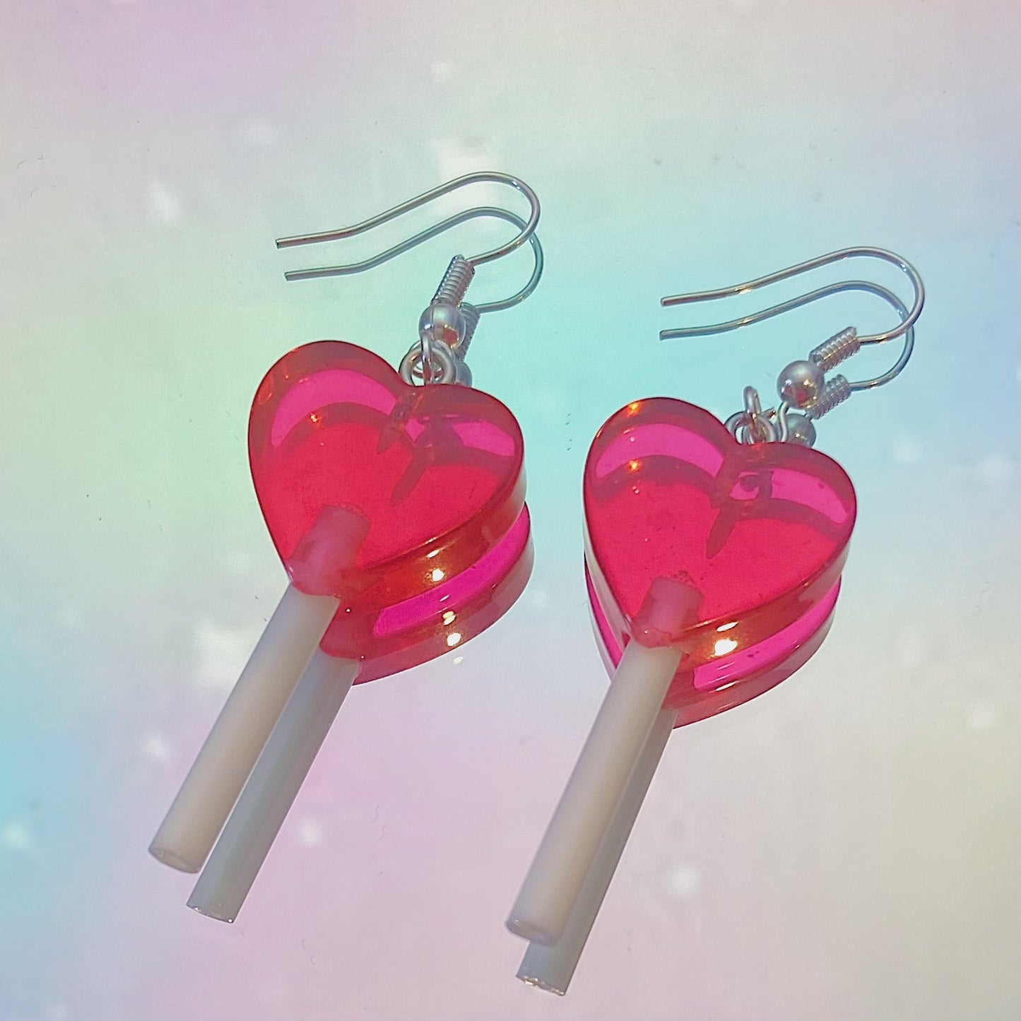 Red Lollipop Heart Earrings